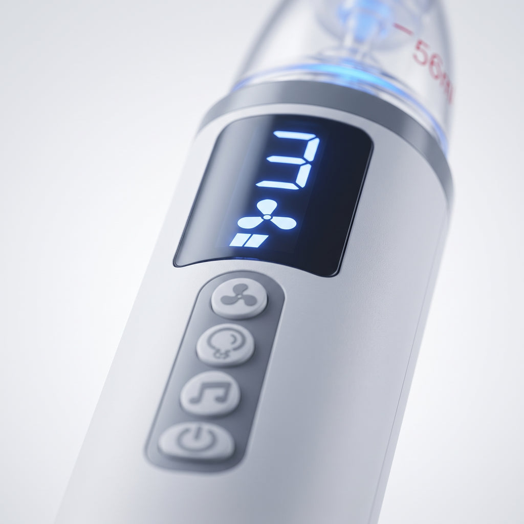 Pantalla digital y botones del aspirador nasal Tenlax BabyClear